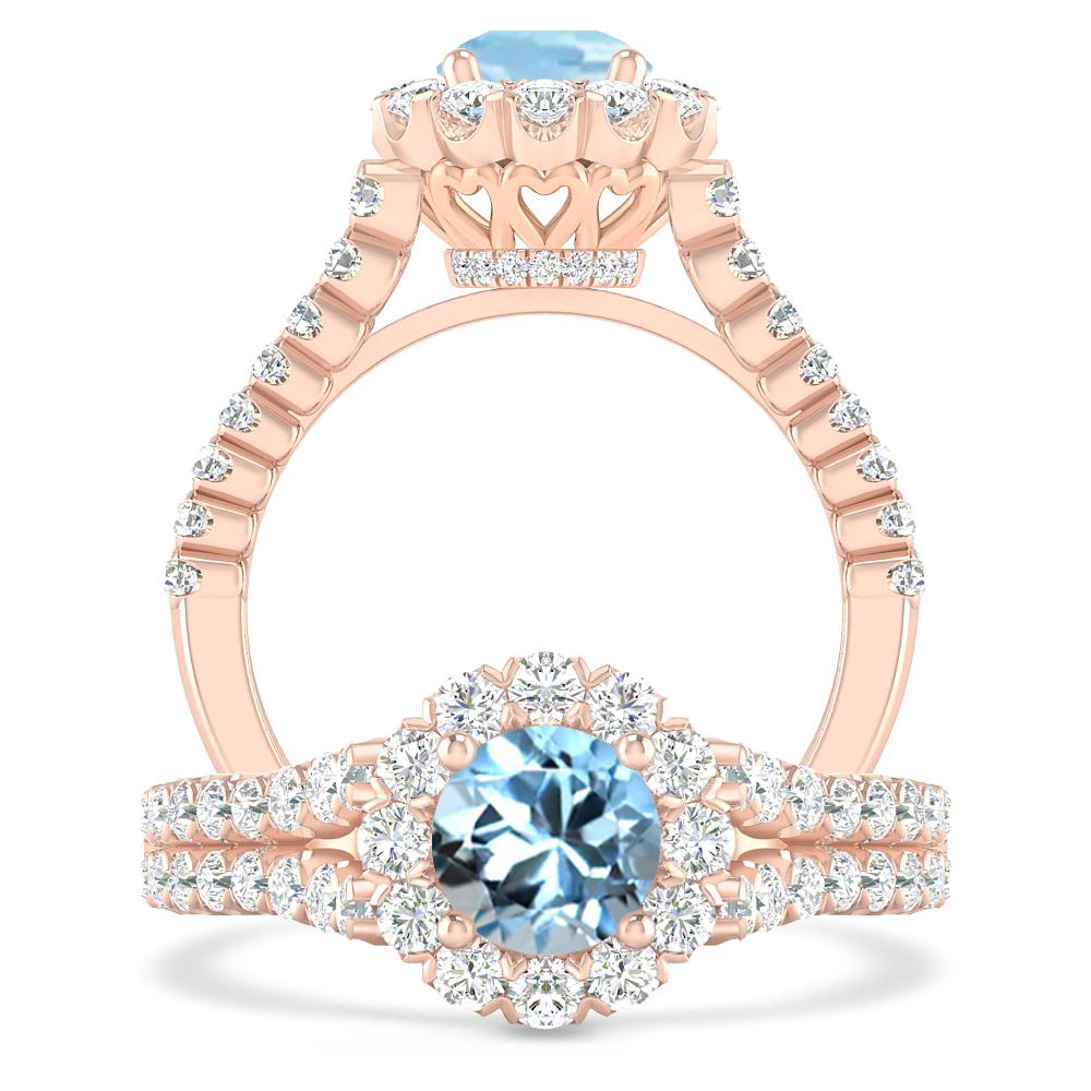 Rose Gold - Aquamarine