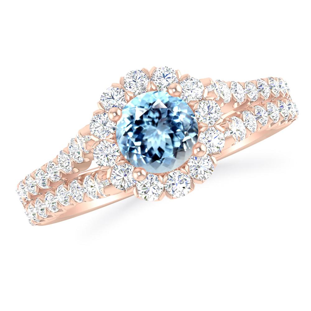 Rose Gold - Aquamarine