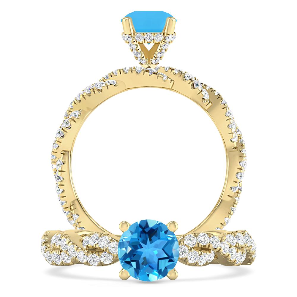 Yellow Gold - Blue Topaz