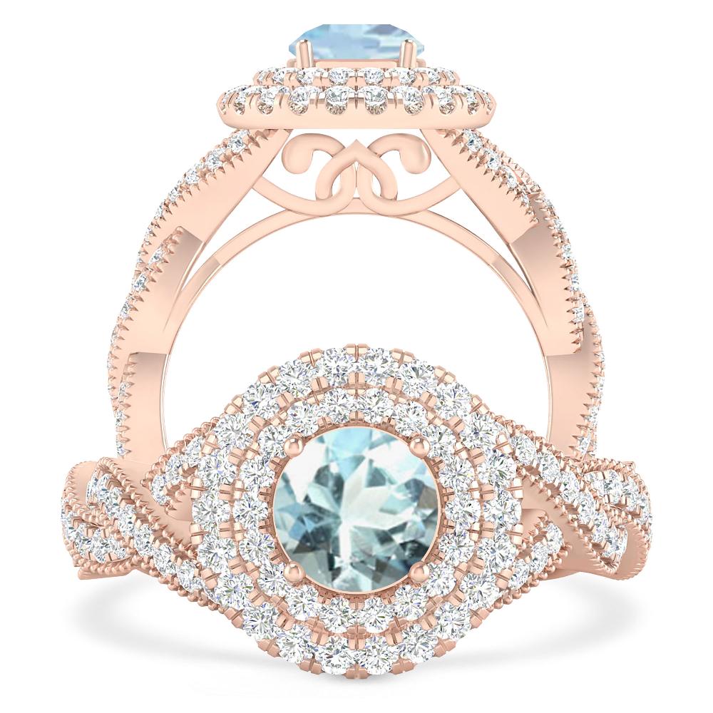 Rose Gold - Aquamarine