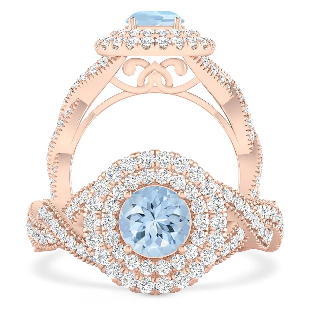 Rose Gold - Aquamarine