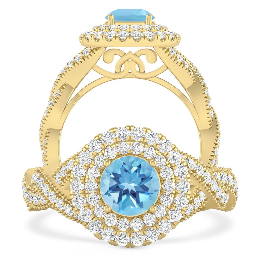 Yellow Gold - Blue Topaz