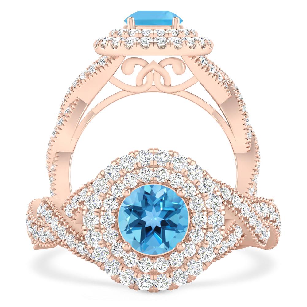 Rose Gold - Blue Topaz
