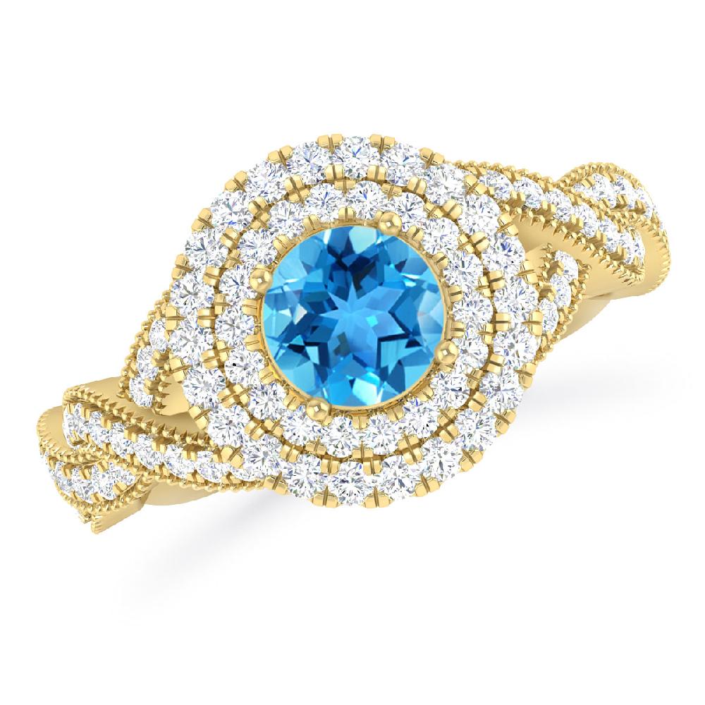 Yellow Gold - Blue Topaz