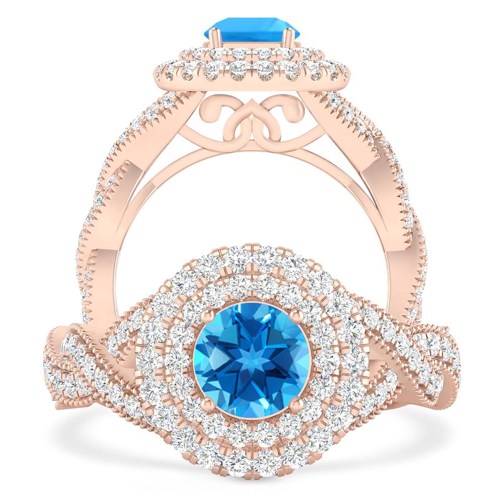 Rose Gold - Blue Topaz