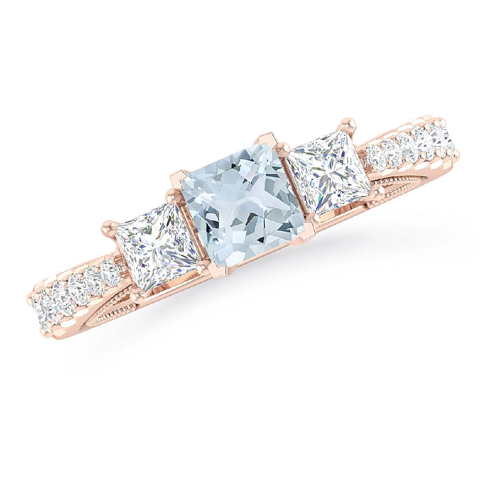 Rose Gold - Aquamarine