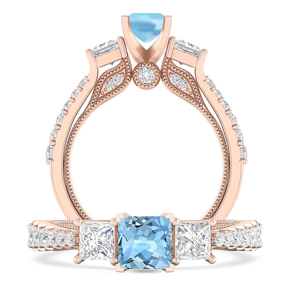 Rose Gold - Aquamarine