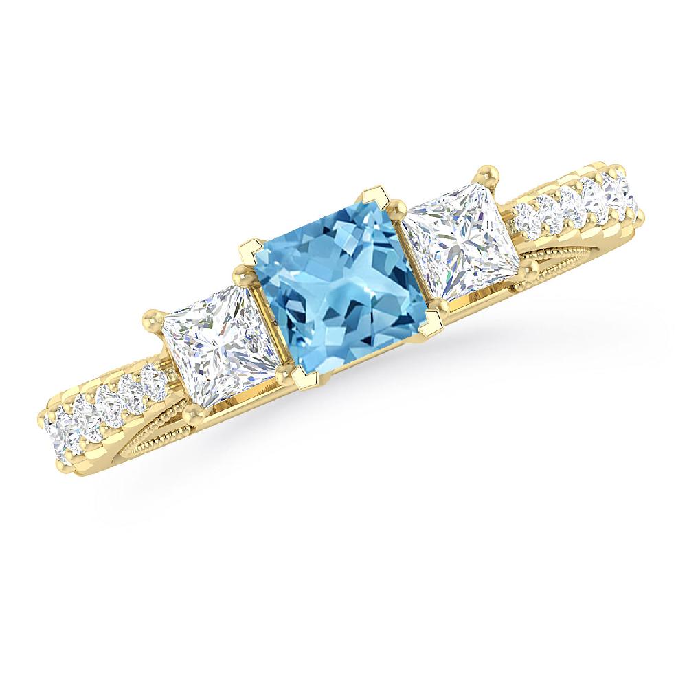 Yellow Gold - Blue Topaz