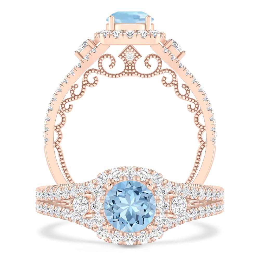 Rose Gold - Aquamarine