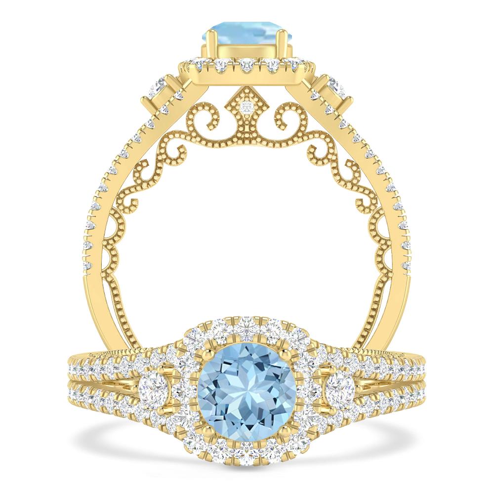 Yellow Gold - Aquamarine