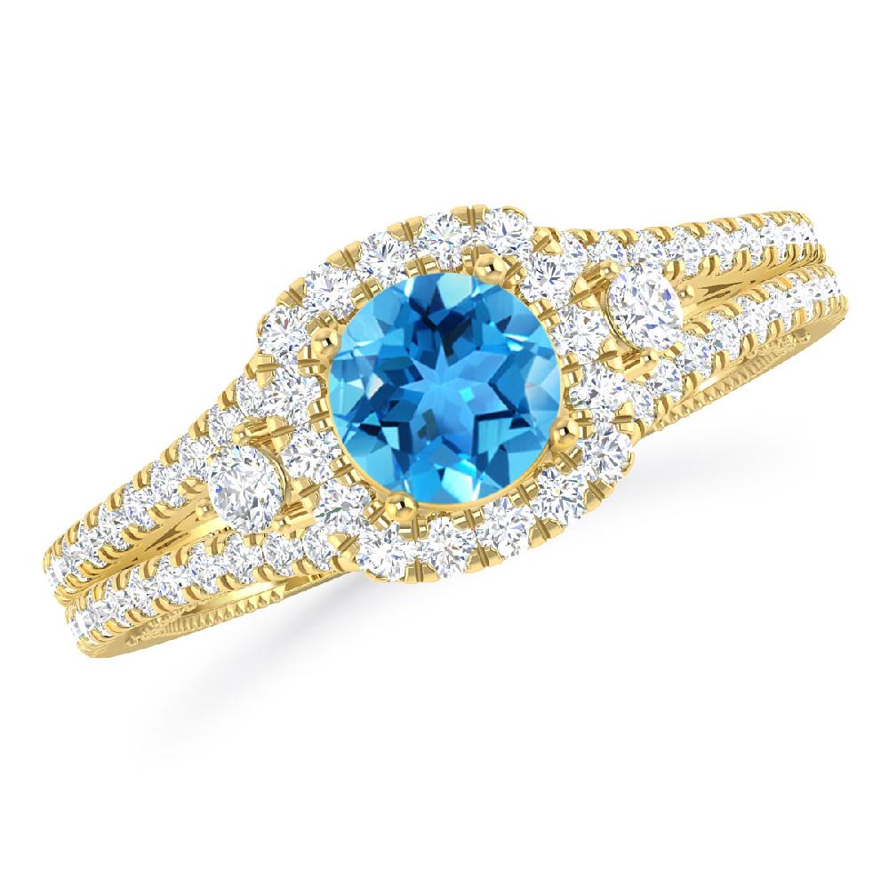 Yellow Gold - Blue Topaz