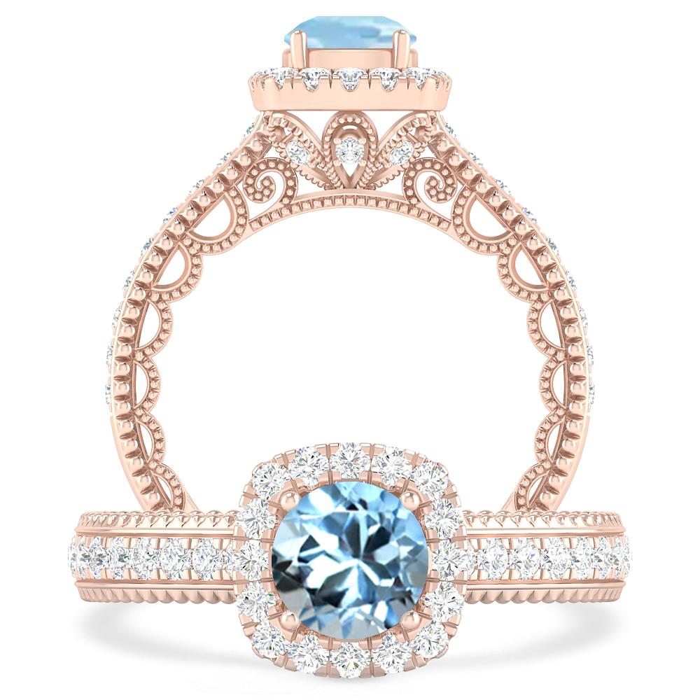 Rose Gold - Aquamarine