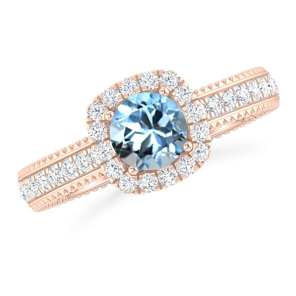 Rose Gold - Aquamarine