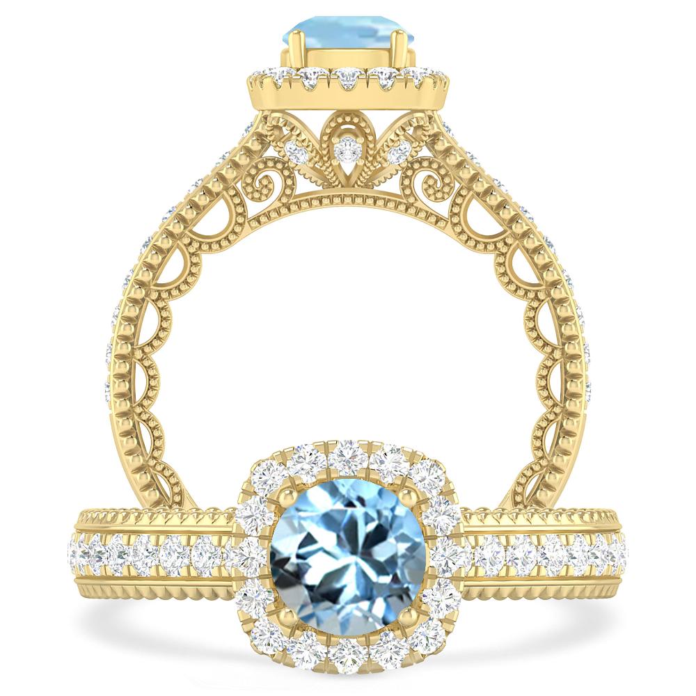 Yellow Gold - Aquamarine