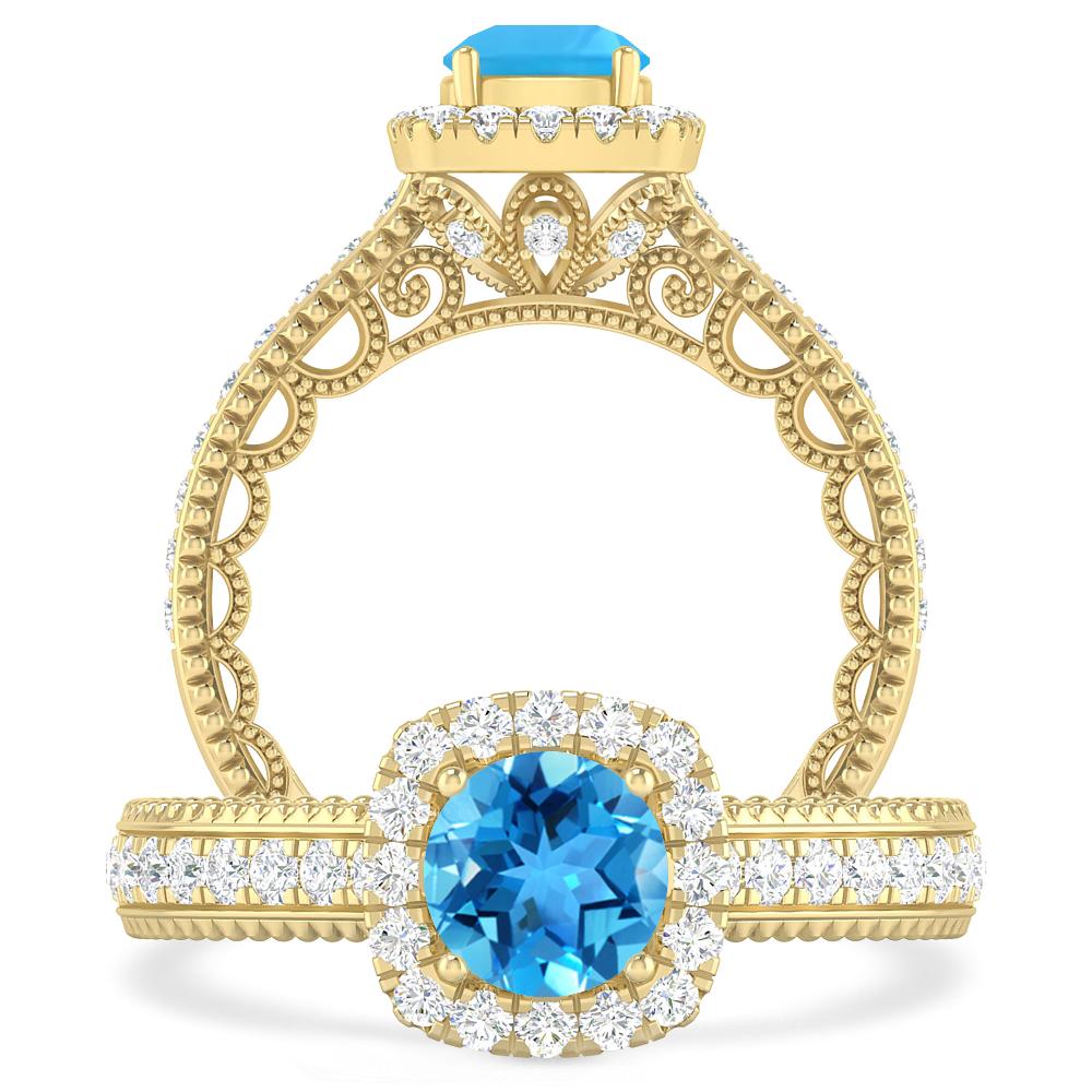 Yellow Gold - Blue Topaz