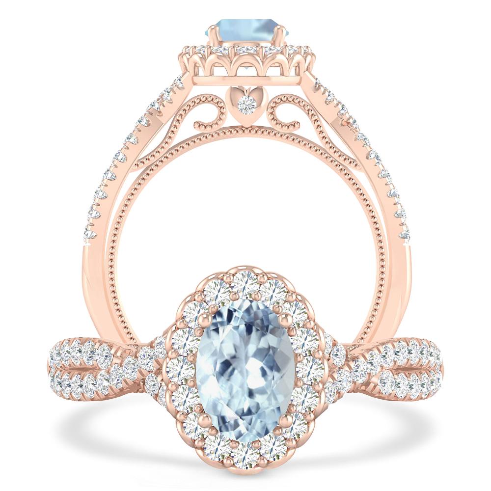 Rose Gold - Aquamarine