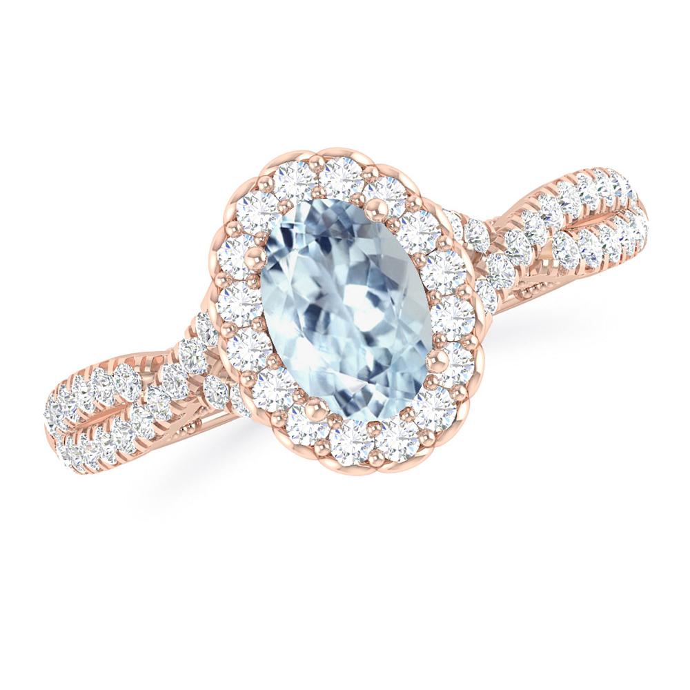 Rose Gold - Aquamarine
