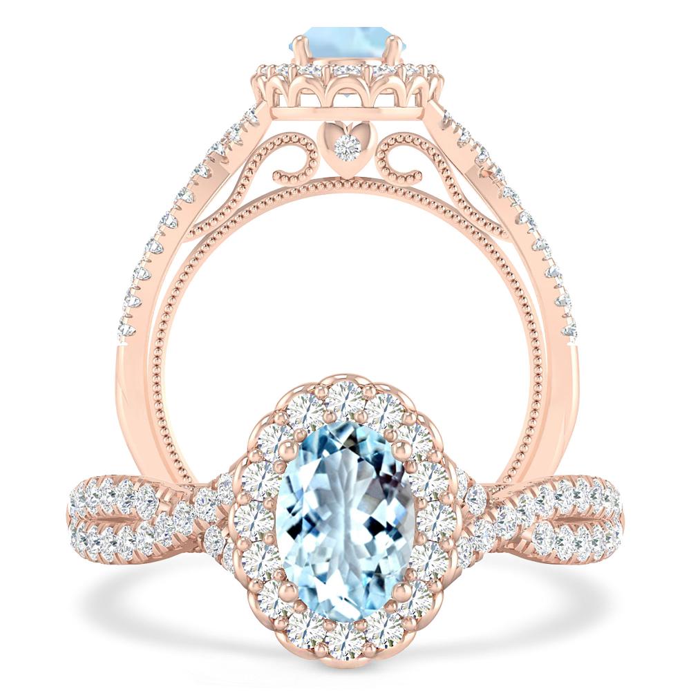 Rose Gold - Aquamarine