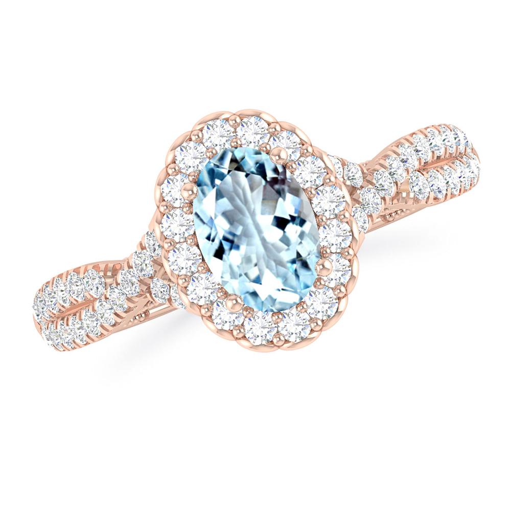 Rose Gold - Aquamarine