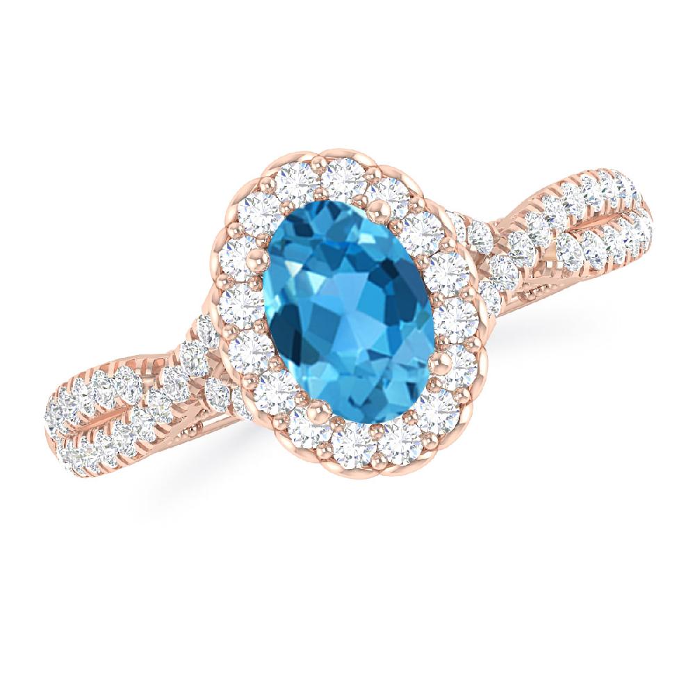Rose Gold - Blue Topaz