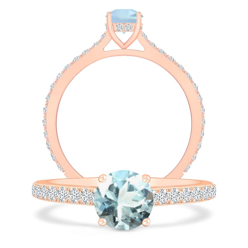 Rose Gold - Aquamarine