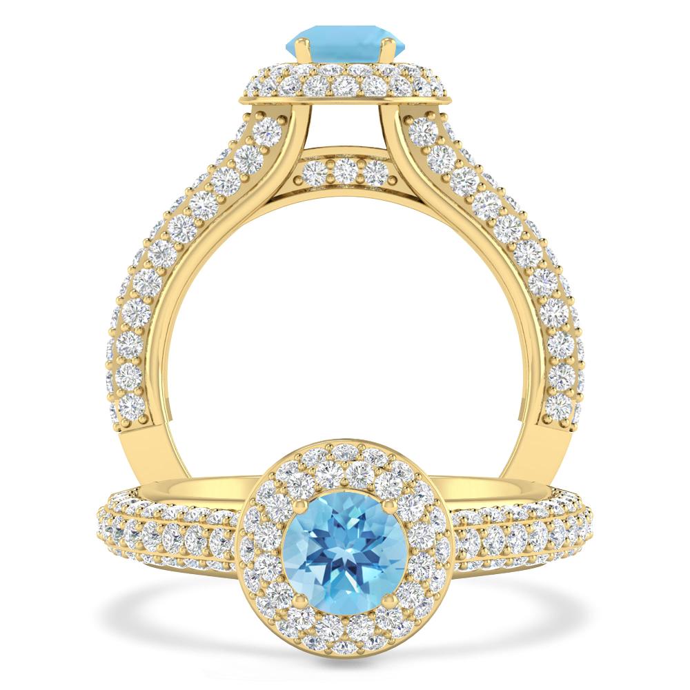 Yellow Gold - Blue Topaz