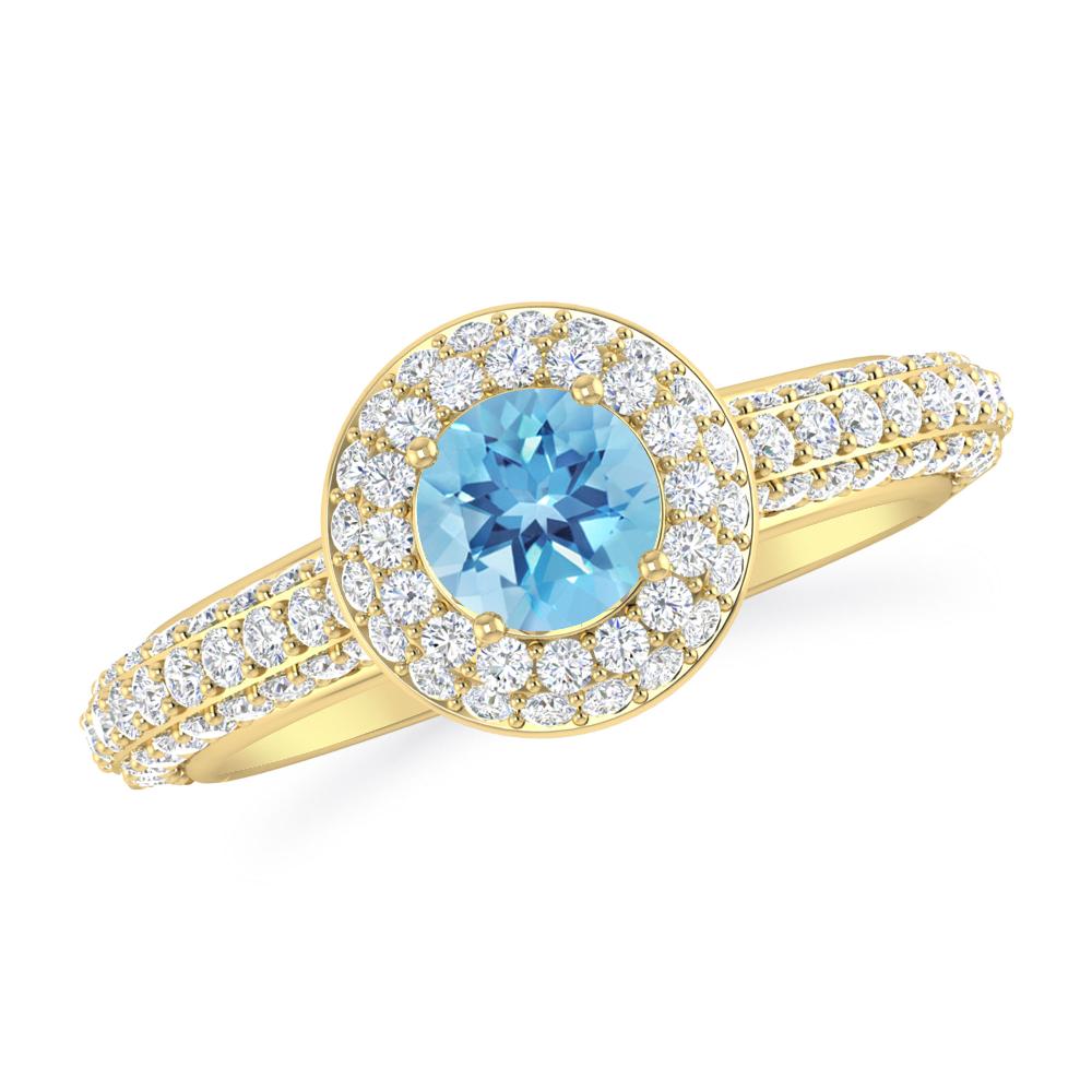 Yellow Gold - Blue Topaz