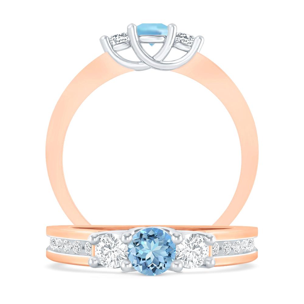 Rose Gold - Aquamarine