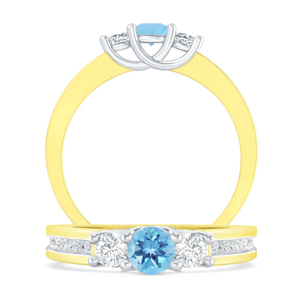 Yellow Gold - Blue Topaz