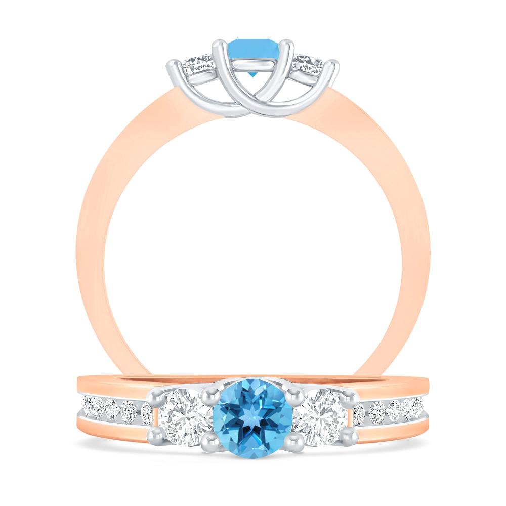 Rose Gold - Blue Topaz