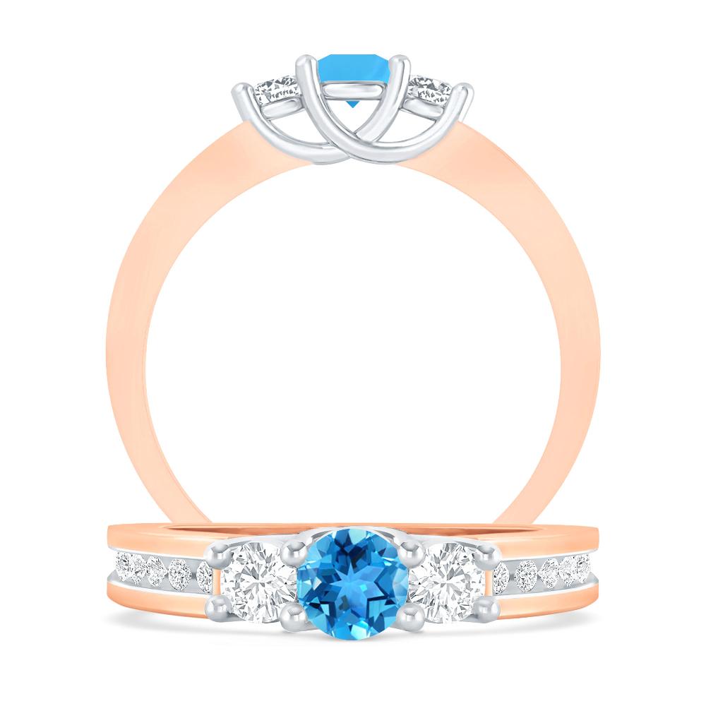 Rose Gold - Blue Topaz