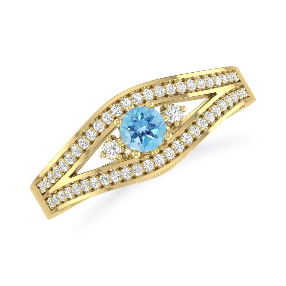 Yellow Gold - Blue Topaz