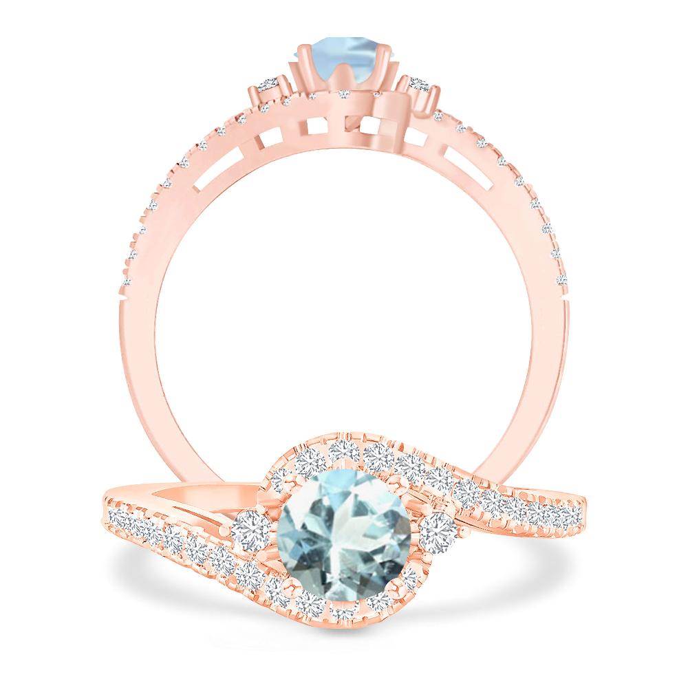 Rose Gold - Aquamarine
