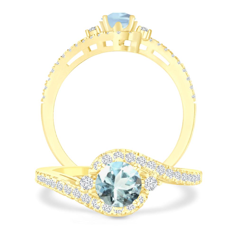 Yellow Gold - Aquamarine