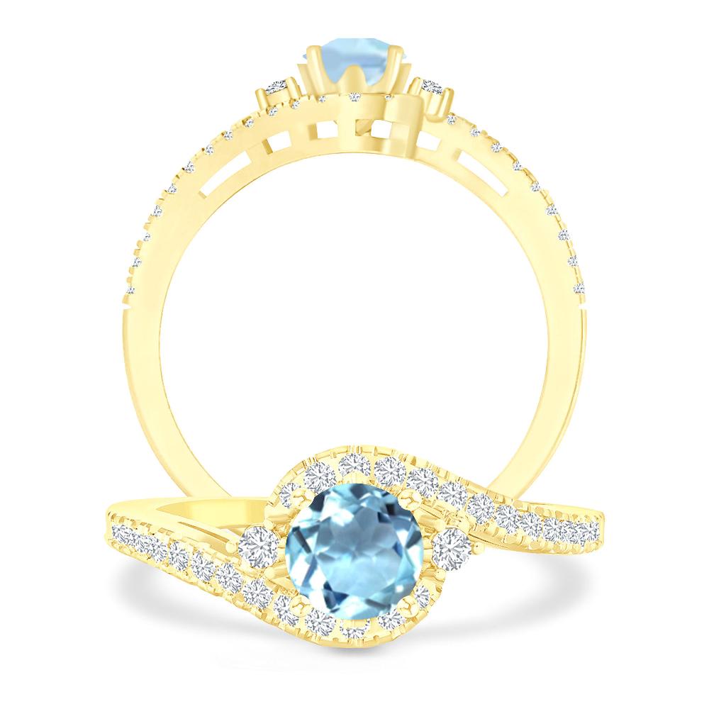 Yellow Gold - Aquamarine