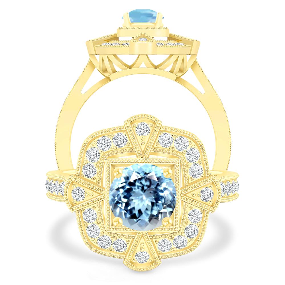 Yellow Gold - Aquamarine