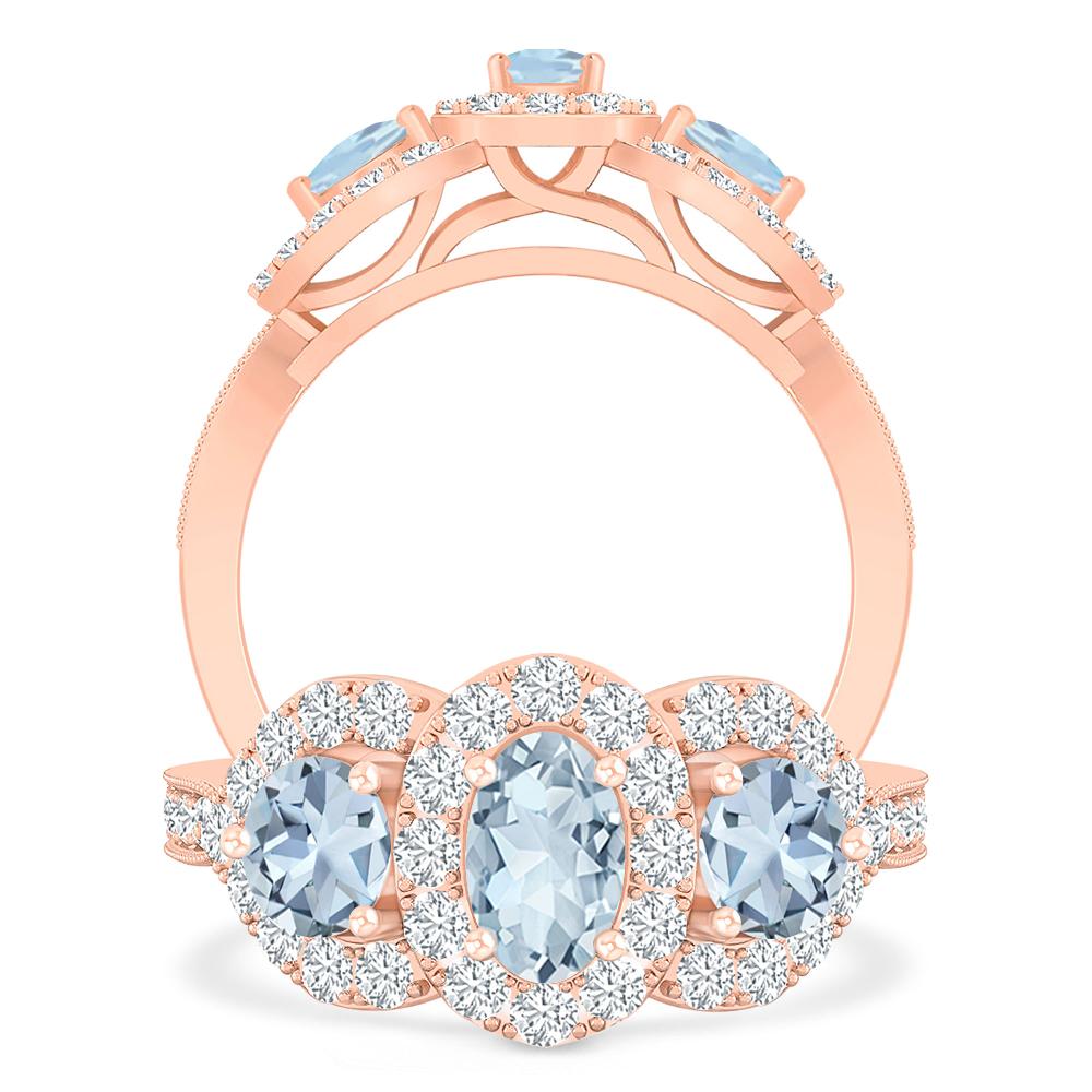 Rose Gold - Aquamarine