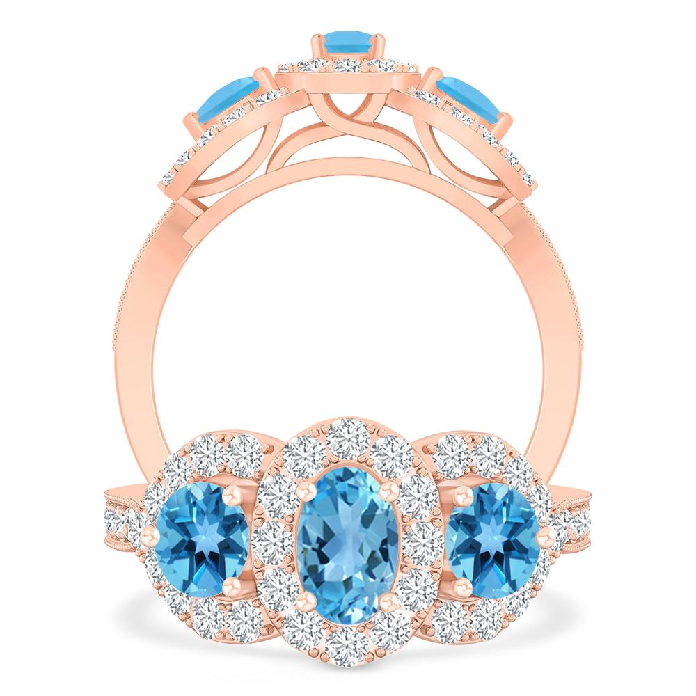 Rose Gold - Blue Topaz