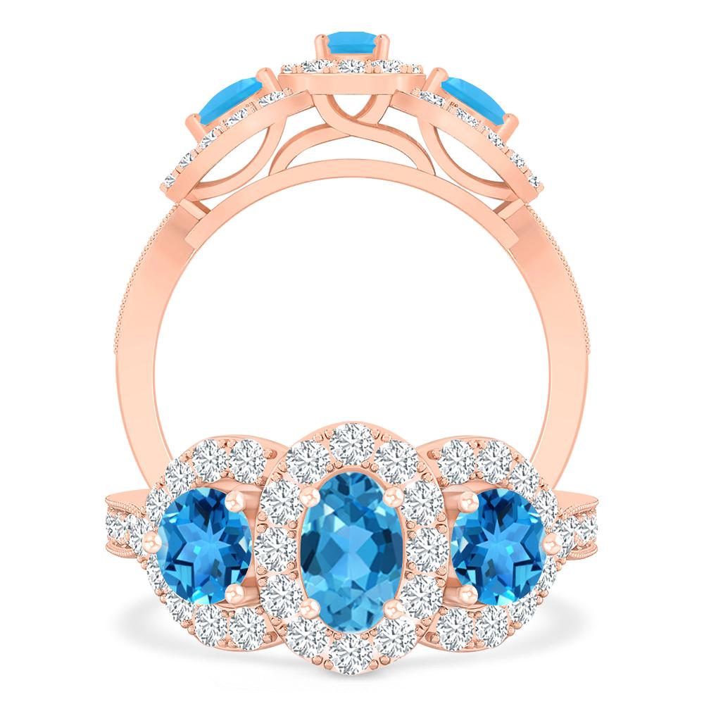 Rose Gold - Blue Topaz