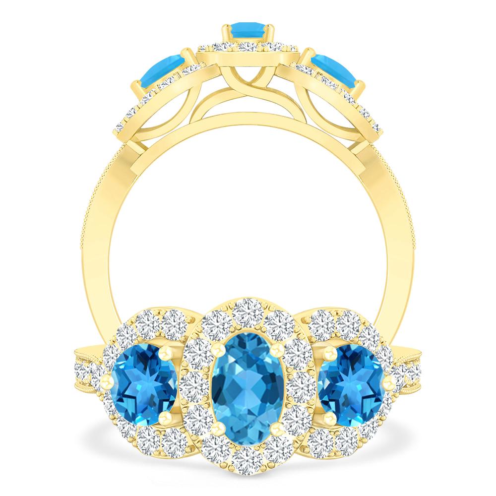 Yellow Gold - Blue Topaz