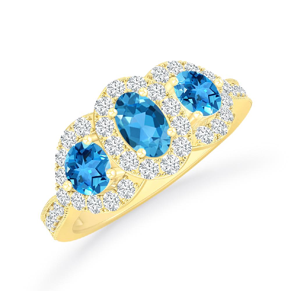 Yellow Gold - Blue Topaz