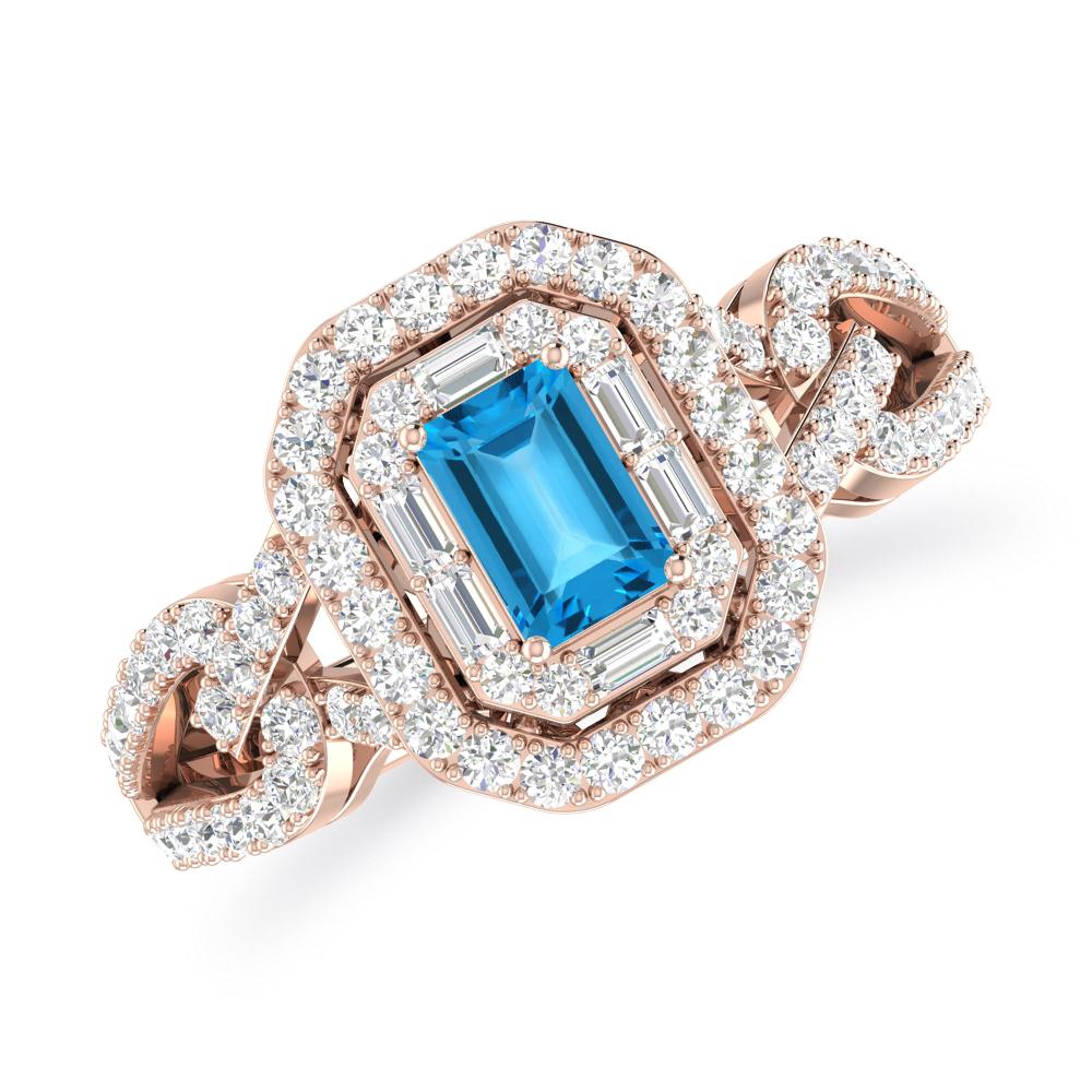 Rose Gold - Blue Topaz