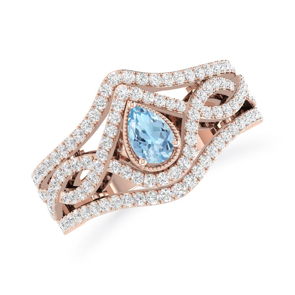 Rose Gold - Aquamarine
