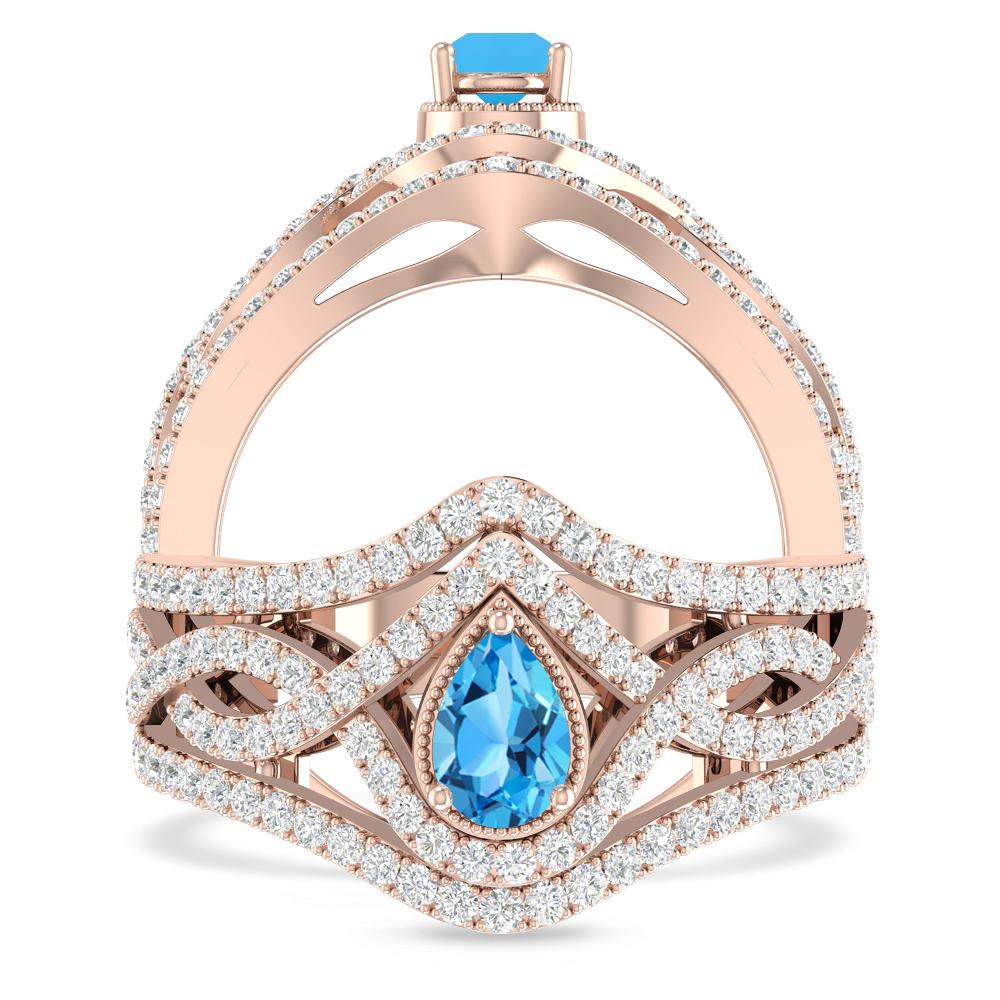 Rose Gold - Blue Topaz
