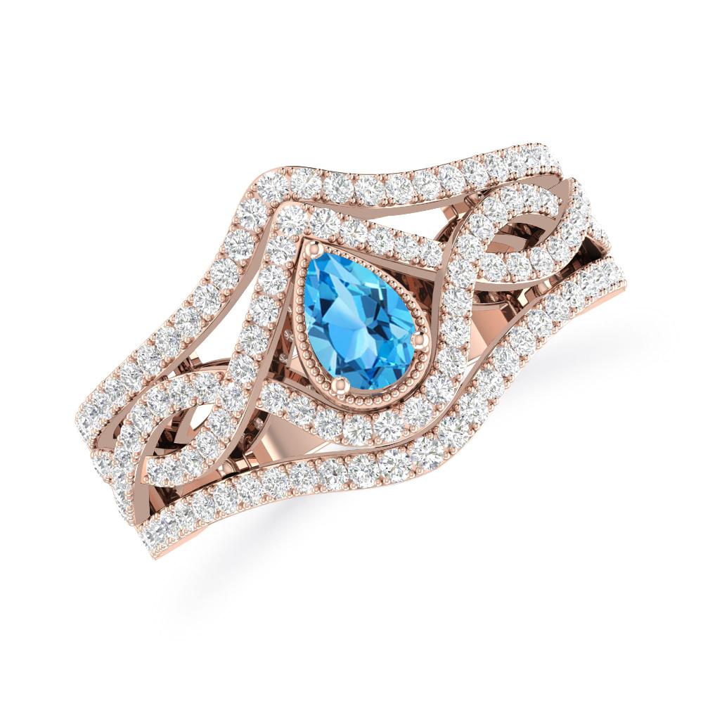 Rose Gold - Blue Topaz