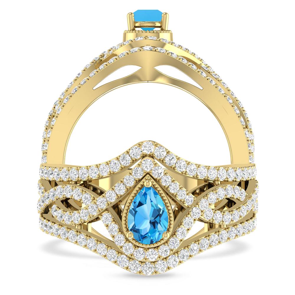 Yellow Gold - Blue Topaz