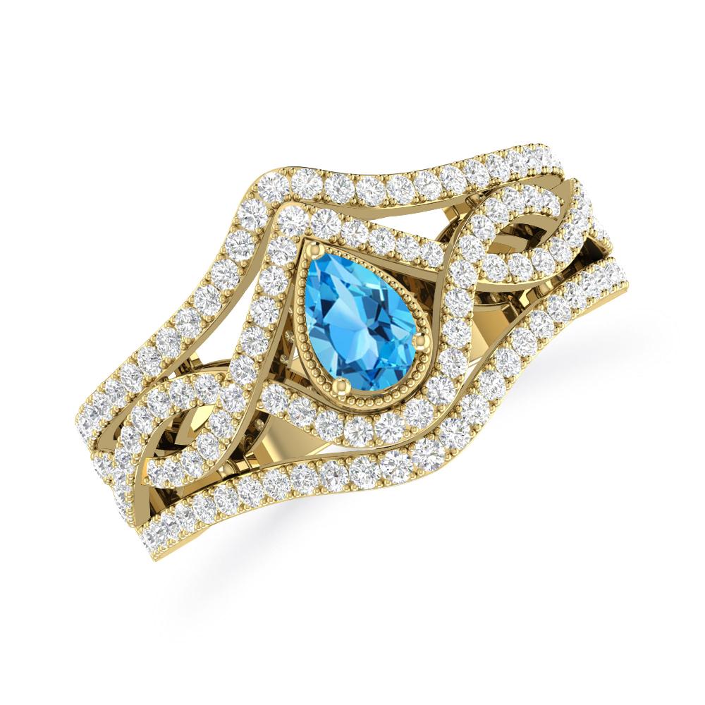 Yellow Gold - Blue Topaz