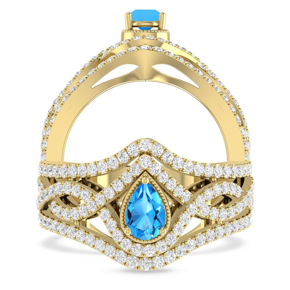 Yellow Gold - Blue Topaz