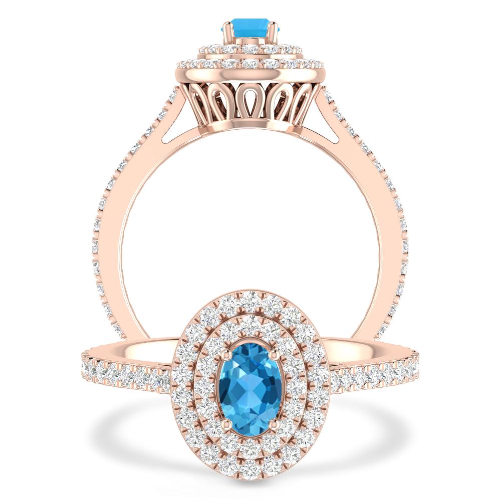 Rose Gold - Blue Topaz
