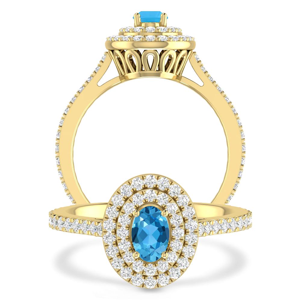 Yellow Gold - Blue Topaz